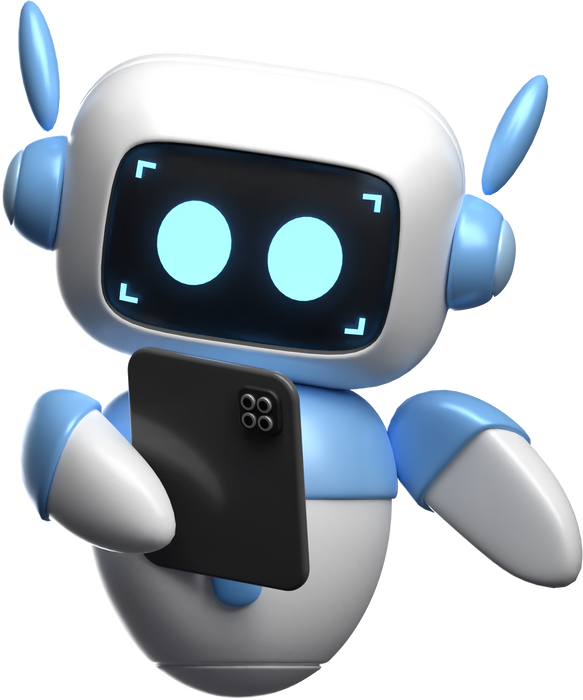 3D Robot with Tablet Illustration