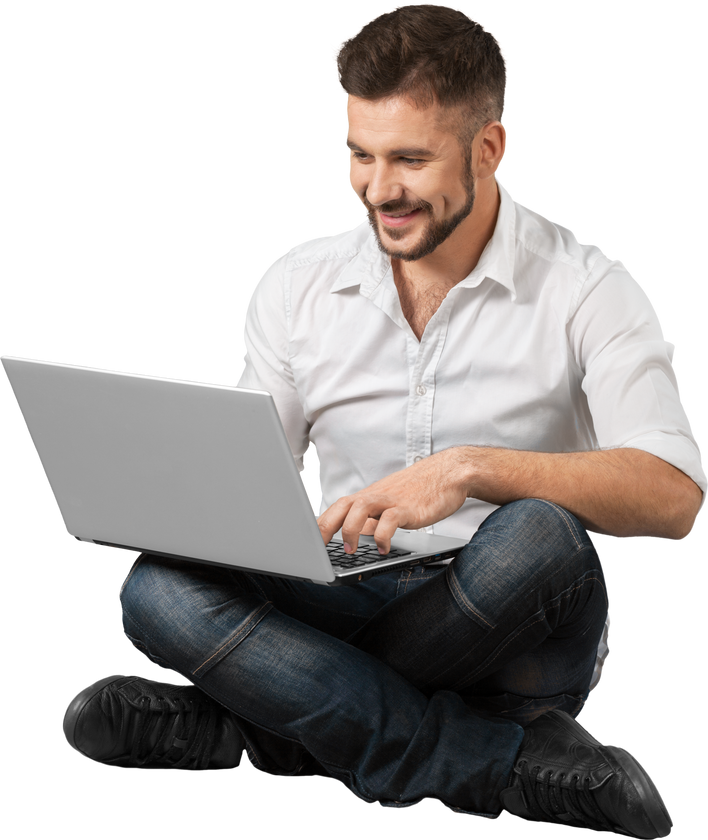 Man Using Laptop Computer